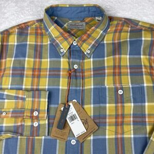 Weatherproof‎ Vintage Shirt Mens Large Blue/Yellow/Orange Plaid New w/Tags!